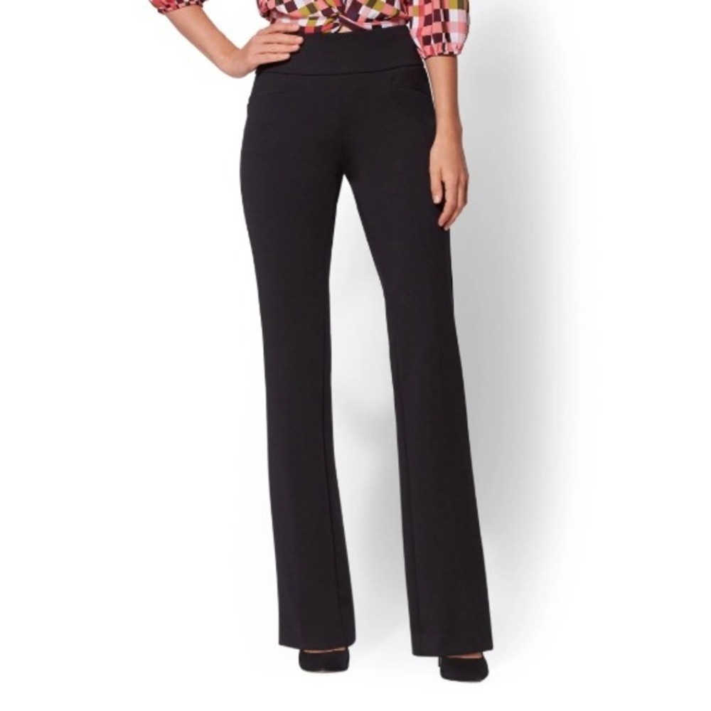 NY and Company 7th Avenue Petite Bootcut Pants Black Signature Fit Size 10